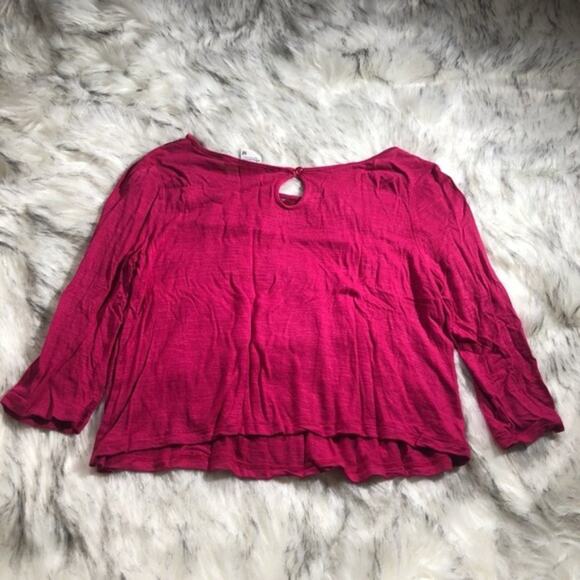 nwt American Rag cropped lace panel detailed pink keyhole shirt - Picture 3 of 6
